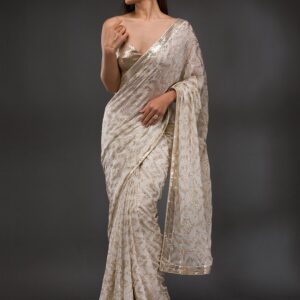 Koskii Embellished Sequinned Pure Georgette Saree