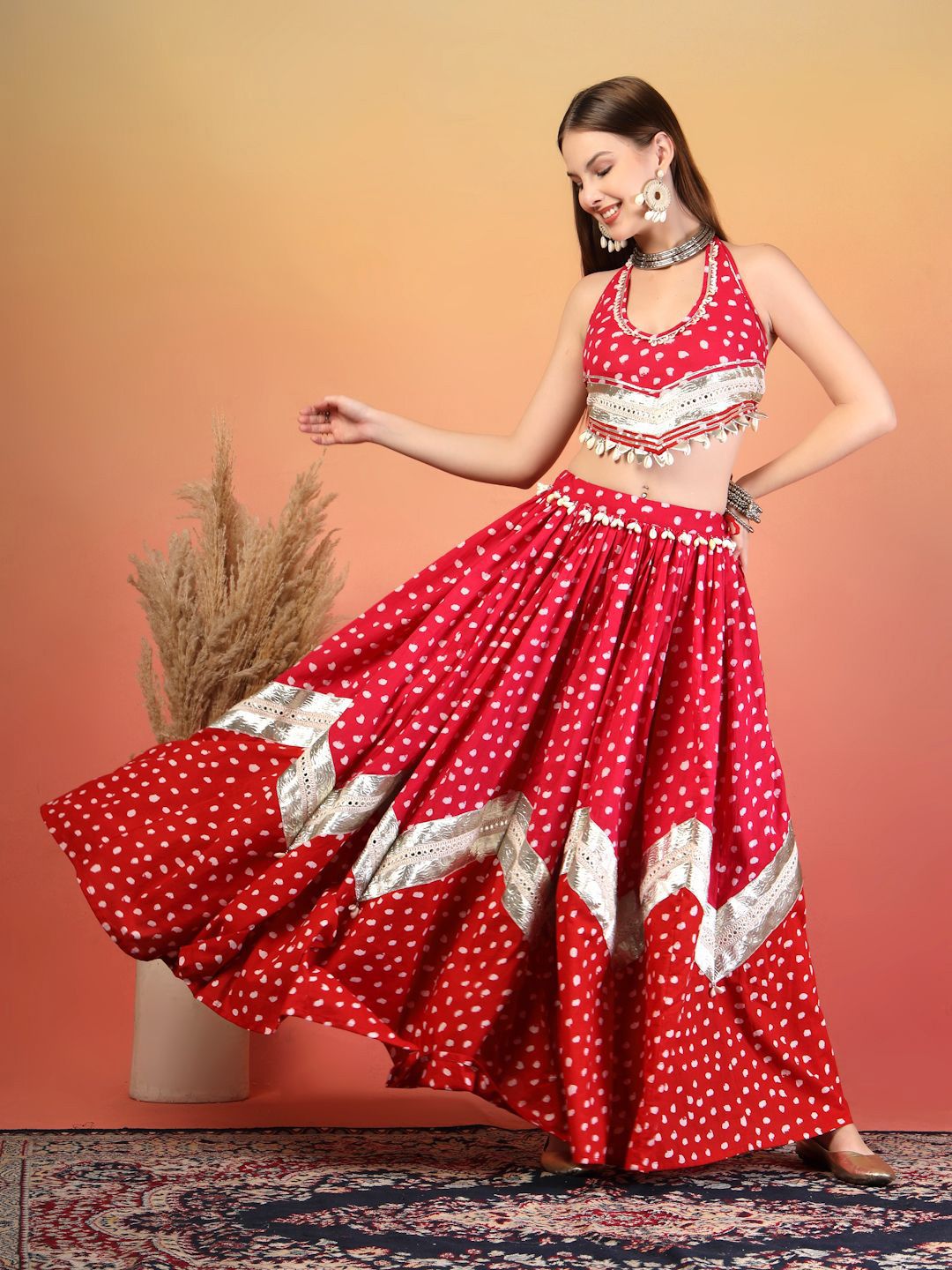 Printed Gotta Patti Ready to Wear Lehenga With Choli