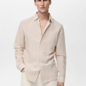 Linen Cotton Striped Cream Shirt